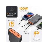 Ambrane Powerlit Ultra 25000mAh 100W BoostedSpeed Power Bank - Black