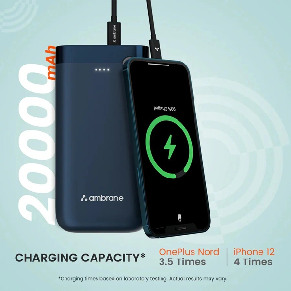 Ambrane PP-20 Pro 20000mAh Power Bank - Blue - Blue