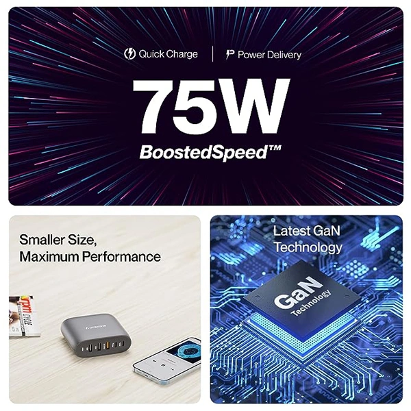 Ambrane RAAP HUB 75 75W BoostedSpeed Charger
