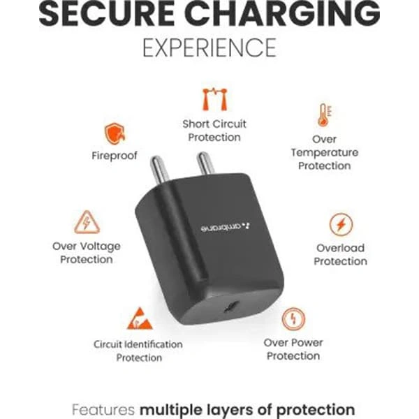 Ambrane RAAP M20 20W 3A Mobile Charger - White - White