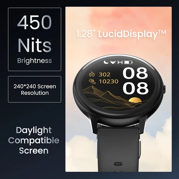 Ambrane Sphere Smartwatch with 450 Nits Brightness Lucid Display™ - Black - Black