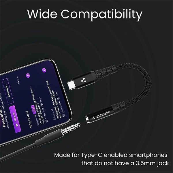 Ambrane Type C to 3.5 mm Audio Jack Connector Cable
