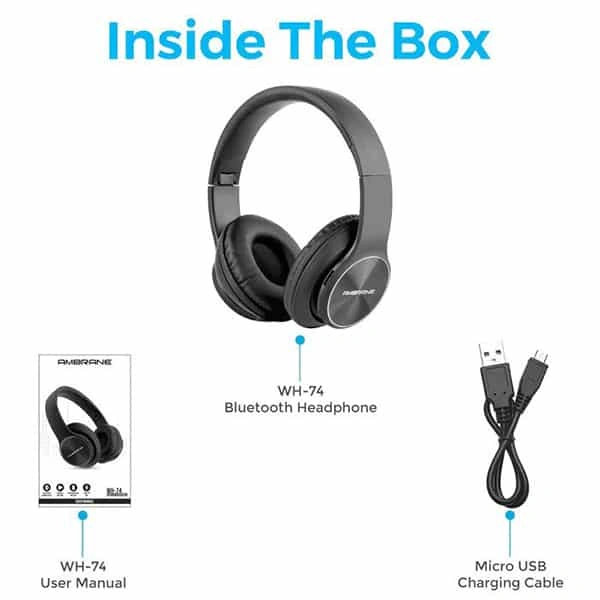 Ambrane WH-74 Wireless Headphones With Mic