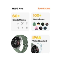 Ambrane Wise Ace 1.28" Bluetooth calling with LucidDisplay Smart Watch - Green