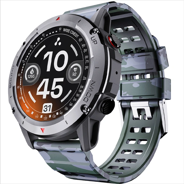 Ambrane Wise Crest with The Bluetooth Calling Smartwatch - Green Camouflage - Green Camouflage
