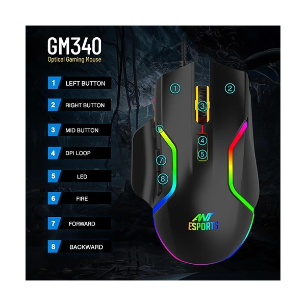Ant Esports GM340 Ergonomic Design Mouse - Black