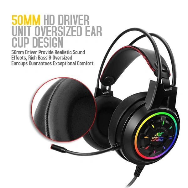Ant Esports H707 HD RGB Wired Gaming Headphone