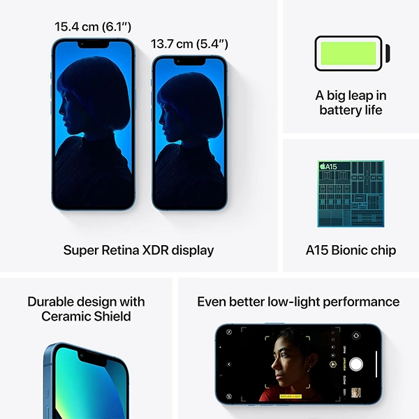 Apple iPhone 13 (Renewed) - 128 GB - Renewed, Blue - Blue