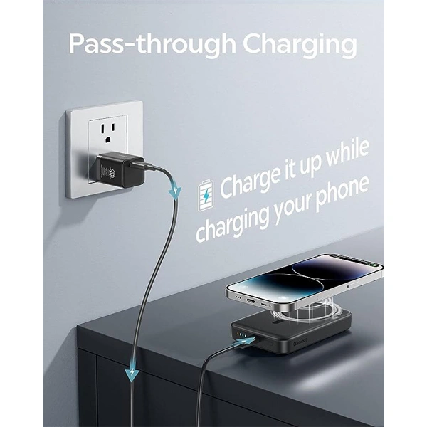Baseus 10000 mAh 20W Magsafe Fast Charging Power Bank - Black - Black