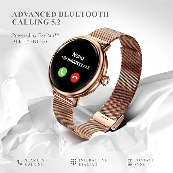 beatXP Eva Bluetooth Calling Smartwatch with 1.2" Super AMOLED Display - Gold - Gold