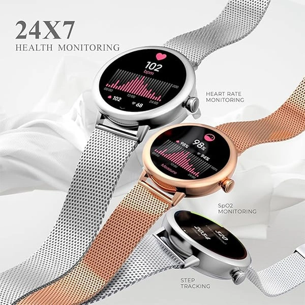 beatXP Eva Bluetooth Calling Smartwatch with 1.2" Super AMOLED Display - Gold - Gold