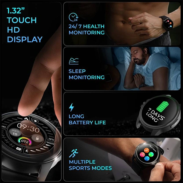beatXP Exact Smartwatch with Medical Grade ECG - Black