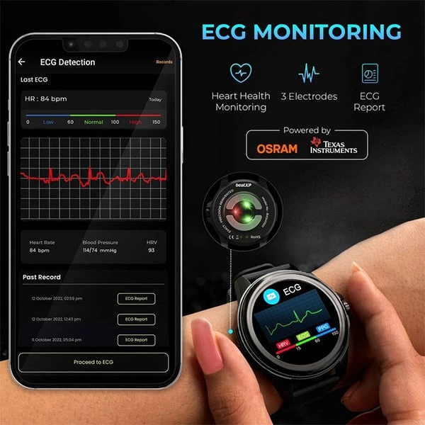 beatXP Exact Smartwatch with Medical Grade ECG - Black