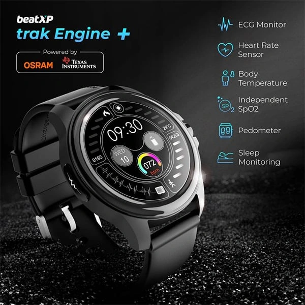 beatXP Exact Smartwatch with Medical Grade ECG - Black