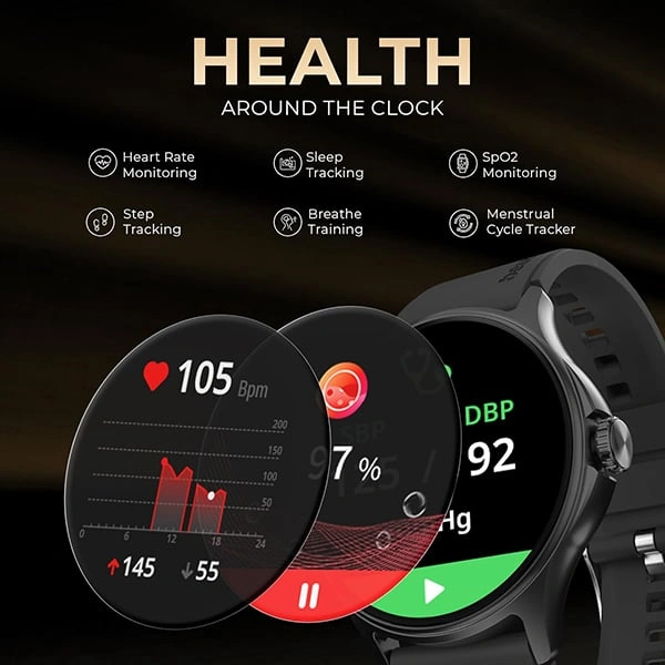 beatXP Sigma 1.38” HD Display Smart Watch - Black Metal Magnetic - Black Metal Magnetic