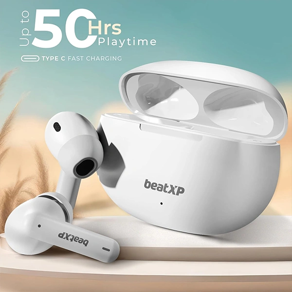 beatXP Tune XPods Bluetooth True Wireless Earbuds - White - White