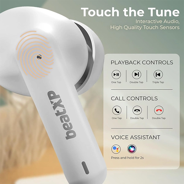 beatXP Tune XPods Bluetooth True Wireless Earbuds - White - White