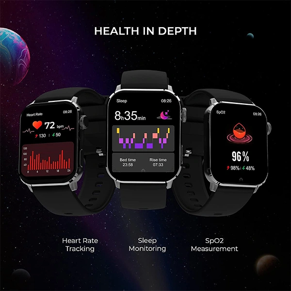 beatXP Unbound 1.8" AMOLED Bluetooth Calling Smart Watch - Black, White