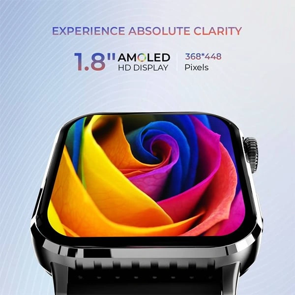 beatXP BeatXP Unbound Plus 1.8" AMOLED Bluetooth Calling Smart Watch - Black Metal - Black Metal