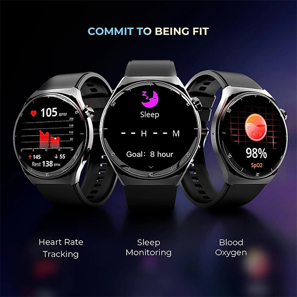 beatXP Vega X 1.43" (3.6 cm) Super AMOLED Display Bluetooth Calling Smart Watch - Black, White