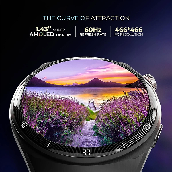 beatXP Vega X 1.43" (3.6 cm) Super AMOLED Display Bluetooth Calling Smart Watch - Black, White