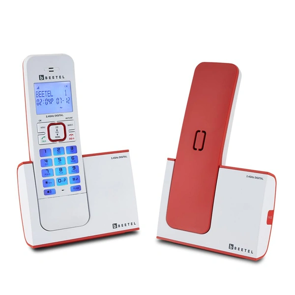 beetel Beetel X75 2.4Ghz Cordless Landline Phone with Dual Mode - Red - Red