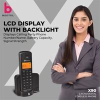 beetel Beetel X90 Cordless 2.4Ghz Landline Phone with Caller ID Display - Black Grey, Black Red, Black Yellow