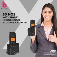 beetel Beetel X90 Cordless 2.4Ghz Landline Phone with Caller ID Display - Black Grey, Black Red, Black Yellow