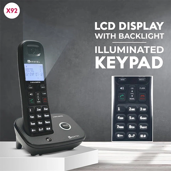 beetel Beetel X92 2.4Ghz Cordless Landline with Dual Mode DTMF/FSK - Black Grey, Black Red, Black Yellow