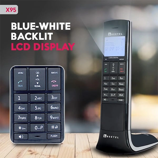 beetel Beetel X95 Flagship Designer Cordless 2.4GHz Landline - Black Red - Black Red