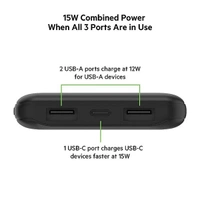 Belkin 10000 mAh Slim Power Bank with 1 USB-C and 2 USB-A Ports to Charge 3 Devices Simultaneously - Rose Gold - Rose Gold