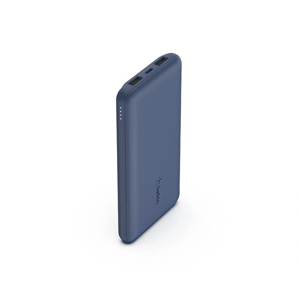 Belkin 10000 mAh Slim Power Bank with 1 USB-C and 2 USB-A Ports to Charge 3 Devices Simultaneously - Blue - Blue