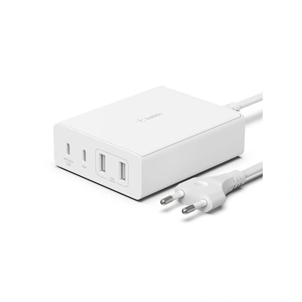 Belkin 108W GaN 4 Port (2 USB-A and 2 USB-C PD 3.0) Fast Charger with PPS Technology - White