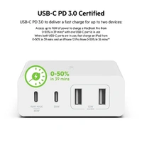 Belkin 108W GaN 4 Port (2 USB-A and 2 USB-C PD 3.0) Fast Charger with PPS Technology - White