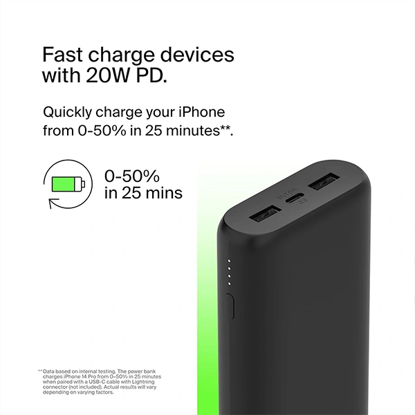 Belkin 20000 mAh 20W PD 3.0 Slim Fast Charging Power Bank