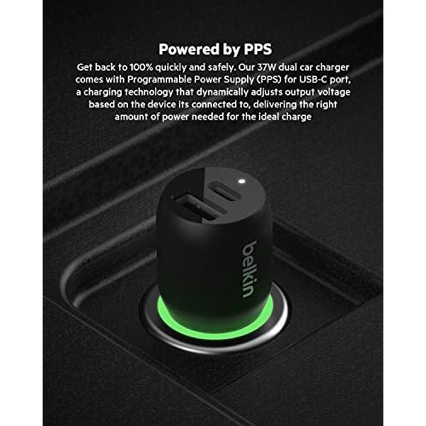 Belkin 37W Dual Port (USB-C & USB-A) Fast Charger - Black