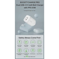 Belkin 65W GaN Dual USB C PD 3.0 Fast Charger with PPS Technology - White