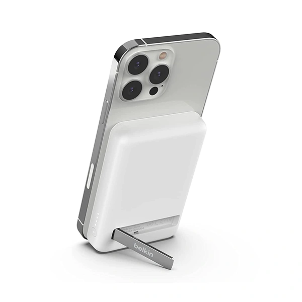 Belkin Quick Charge Magnetic Wireless Power Bank 5000mAh with Stand - White - White