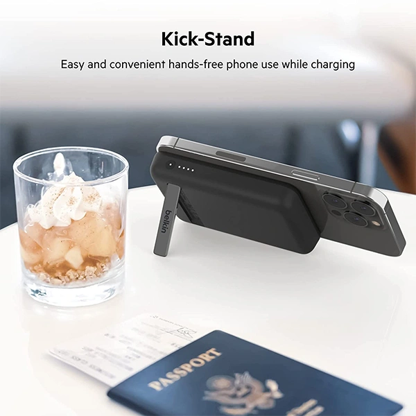 Belkin Quick Charge Magnetic Wireless Power Bank 5000mAh with Stand - White - White