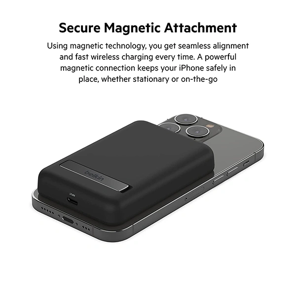 Belkin Quick Charge Magnetic Wireless Power Bank 5000mAh with Stand - White - White