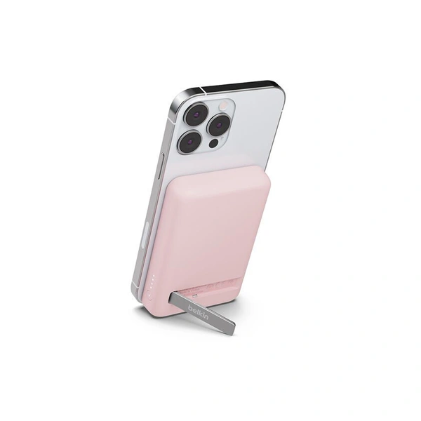 Belkin Quick Charge Magnetic Wireless Power Bank 5000mAh with Stand - Pink - Pink