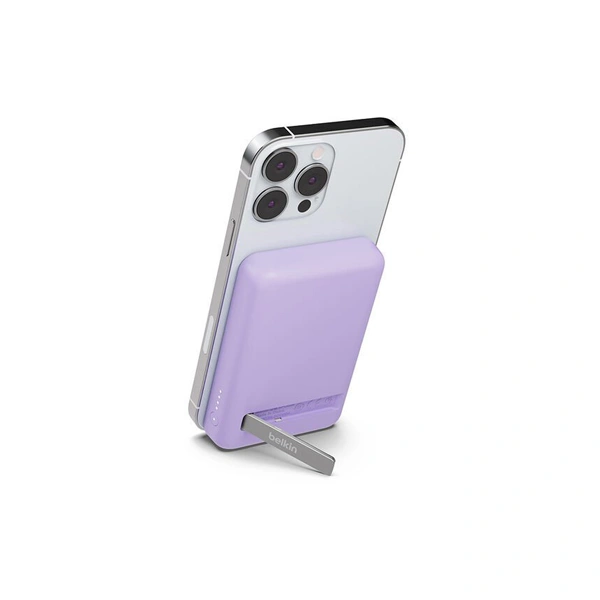 Belkin Quick Charge Magnetic Wireless Power Bank 5000mAh with Stand - Purple - Purple