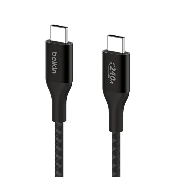 Belkin USB-C to USB-C Braided 3.3 feet 240W PD Cable - Black - Black