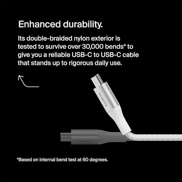 Belkin USB-C to USB-C Braided 3.3 feet 240W PD Cable - Black - Black