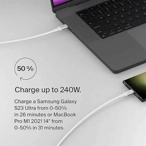 Belkin USB-C to USB-C Braided 3.3 feet 240W PD Cable - Black - Black