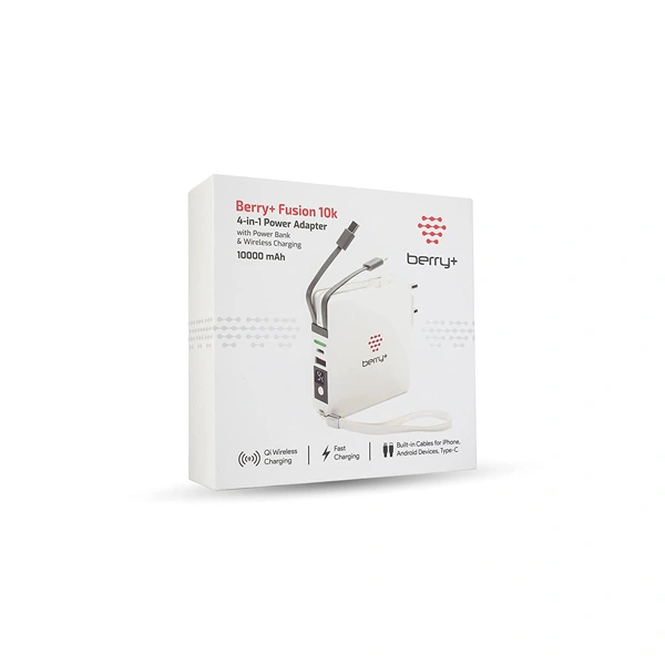 Berry+ Fusion 10k Magical and Next Generation 4-in-1 Power Adapter - white