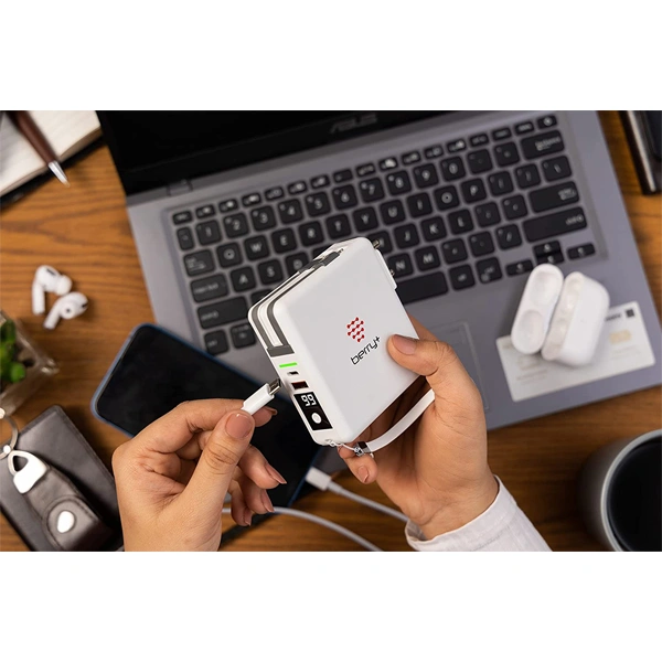 Berry+ Fusion 10k Magical and Next Generation 4-in-1 Power Adapter - white