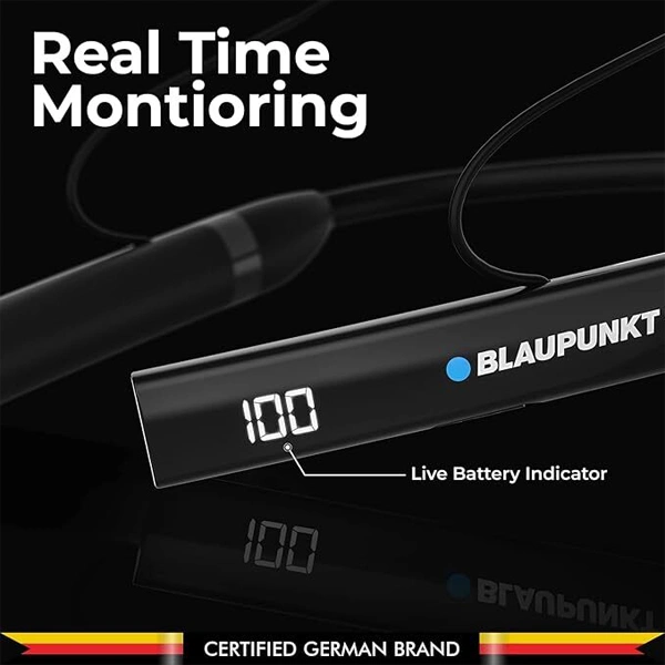 Blaupunkt BE100 Xtreme Ultra-Long Playtime Bluetooth Neckband - Black - Black