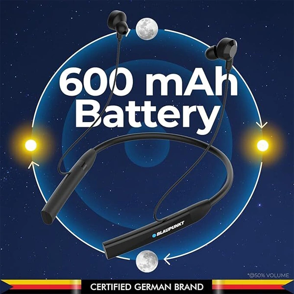 Blaupunkt BE100 Xtreme Ultra-Long Playtime Bluetooth Neckband - Black - Black