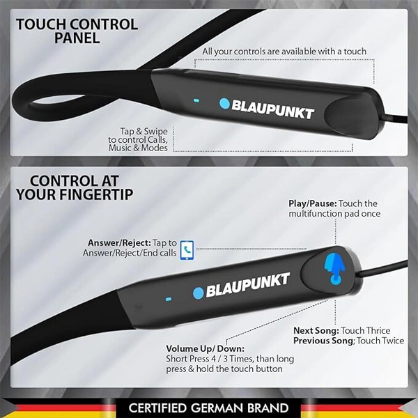 Blaupunkt BE120 Touch Wireless Neckband - Blue - Blue
